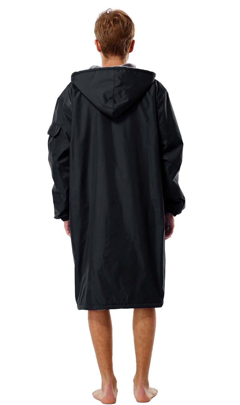 Adoretex Unisex Faux Fur Waterproof Swim Parka Change Robe â€“ Ultra-Warm, Lightweight Sport Outerwear for Kids and Adults (PK003) - Black - AS - Image 3